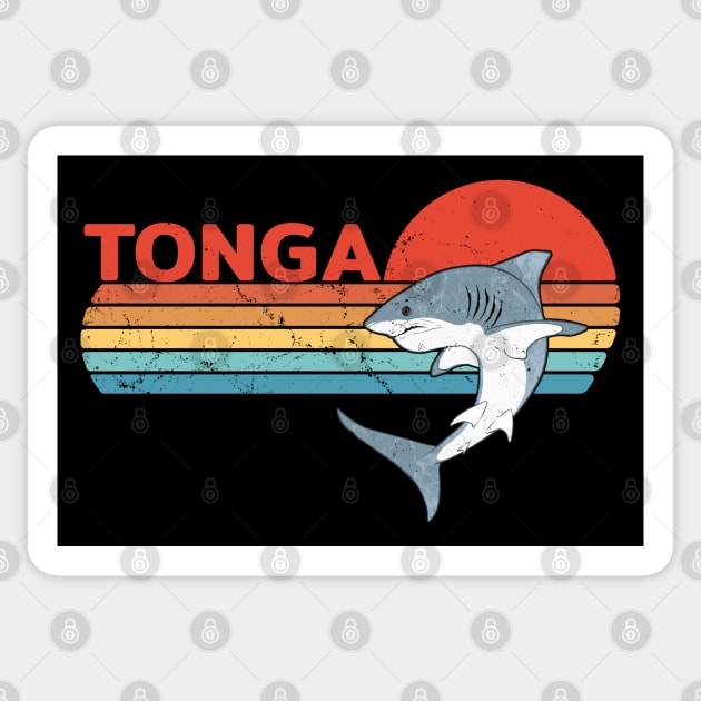 White Shark Kingdom of Tonga Vintage Travel Design Sticker by NicGrayTees